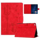 For iPad mini 5 / 4 / 3 / 2 / 1 Embossed Couple Cat Smart Tablet Leather Case(Red) - 1