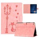 For iPad mini 5 / 4 / 3 / 2 / 1 Embossed Couple Cat Smart Tablet Leather Case(Pink) - 1