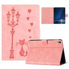 For iPad 10th Gen 10.9 2022 Embossed Couple Cat Smart Tablet Leather Case(Pink) - 1