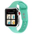 For Apple Watch 5 & 4 44mm / 3 & 2 & 1 42mm Thin Silicone Double Buckle Watch Band(Spearmint Green) - 1