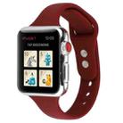 For Apple Watch 5 & 4 44mm / 3 & 2 & 1 42mm Thin Silicone Double Buckle Watch Band(Wine Red) - 1