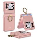 For Huawei nova Flip GKK Integrated Magnetic Hinged Flip Case with Ring Holder(Pink) - 1