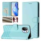 For Xiaomi Mi 11 Honeycomb Embossing RFID Leather Phone Case(Mint Green) - 1