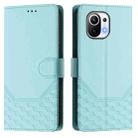 For Xiaomi Mi 11 Honeycomb Embossing RFID Leather Phone Case(Mint Green) - 2