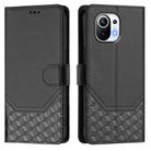 For Xiaomi Mi 11 Honeycomb Embossing RFID Leather Phone Case(Black) - 2