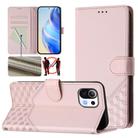 For Xiaomi Mi 11 Lite / Mi 11 Lite 5G NE Honeycomb Embossing RFID Leather Phone Case(Pink) - 1