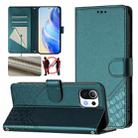 For Xiaomi Mi 11 Lite / Mi 11 Lite 5G NE Honeycomb Embossing RFID Leather Phone Case(Peacock Green) - 1