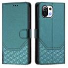 For Xiaomi Mi 11 Lite / Mi 11 Lite 5G NE Honeycomb Embossing RFID Leather Phone Case(Peacock Green) - 2