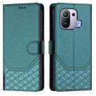 For Xiaomi Mi 11 Pro Honeycomb Embossing RFID Leather Phone Case(Peacock Green) - 2