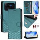 For Xiaomi Mi 11 Ultra Honeycomb Embossing RFID Leather Phone Case(Peacock Green) - 1