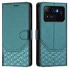 For Xiaomi Mi 11 Ultra Honeycomb Embossing RFID Leather Phone Case(Peacock Green) - 2