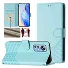 For Xiaomi 12 5G / 12X 5G / 12S 5G Honeycomb Embossing RFID Leather Phone Case(Mint Green) - 1