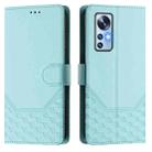 For Xiaomi 12 5G / 12X 5G / 12S 5G Honeycomb Embossing RFID Leather Phone Case(Mint Green) - 2