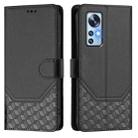 For Xiaomi 12 5G / 12X 5G / 12S 5G Honeycomb Embossing RFID Leather Phone Case(Black) - 2