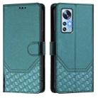 For Xiaomi 12 5G / 12X 5G / 12S 5G Honeycomb Embossing RFID Leather Phone Case(Peacock Green) - 2
