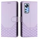 For Xiaomi 12 5G / 12X 5G / 12S 5G Honeycomb Embossing RFID Leather Phone Case(Light Purple) - 2