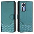 For Xiaomi 12 Pro / 12S Pro Honeycomb Embossing RFID Leather Phone Case(Peacock Green) - 2