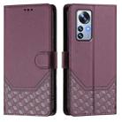 For Xiaomi 12 Pro / 12S Pro Honeycomb Embossing RFID Leather Phone Case(Violet) - 2