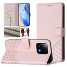 For Xiaomi 13 5G Honeycomb Embossing RFID Leather Phone Case(Pink) - 1