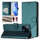 For Xiaomi 13 5G Honeycomb Embossing RFID Leather Phone Case(Peacock Green) - 1