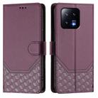 For Xiaomi 13 5G Honeycomb Embossing RFID Leather Phone Case(Violet) - 2