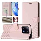 For Xiaomi 13 Pro 5G Honeycomb Embossing RFID Leather Phone Case(Pink) - 1