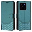 For Xiaomi 14 Honeycomb Embossing RFID Leather Phone Case(Peacock Green) - 2