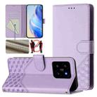 For Xiaomi 14 Honeycomb Embossing RFID Leather Phone Case(Light Purple) - 1