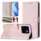 For Xiaomi 14 Pro 5G Honeycomb Embossing RFID Leather Phone Case(Pink) - 1