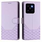 For Xiaomi 14 Pro 5G Honeycomb Embossing RFID Leather Phone Case(Light Purple) - 2