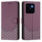 For Xiaomi 14 Pro 5G Honeycomb Embossing RFID Leather Phone Case(Violet) - 2