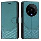 For Xiaomi 14 Ultra 5G Honeycomb Embossing RFID Leather Phone Case(Peacock Green) - 2