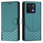 For Xiaomi 14T Honeycomb Embossing RFID Leather Phone Case(Peacock Green) - 2