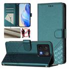 For Xiaomi 14T Pro Honeycomb Embossing RFID Leather Phone Case(Peacock Green) - 1