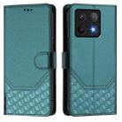 For Xiaomi 14T Pro Honeycomb Embossing RFID Leather Phone Case(Peacock Green) - 2