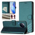 For Xiaomi Civi 3 Honeycomb Embossing RFID Leather Phone Case(Peacock Green) - 1