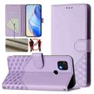 For Xiaomi Poco C40 / Redmi 10C Honeycomb Embossing RFID Leather Phone Case(Light Purple) - 1