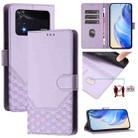 For Xiaomi Poco M4 Pro 4G Honeycomb Embossing RFID Leather Phone Case(Light Purple) - 1