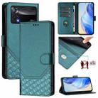 For Xiaomi Poco X4 Pro 5G Honeycomb Embossing RFID Leather Phone Case(Peacock Green) - 1