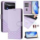 For Xiaomi Poco X4 Pro 5G Honeycomb Embossing RFID Leather Phone Case(Light Purple) - 1