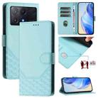 For Xiaomi Poco X6 Pro / Redmi K70E Honeycomb Embossing RFID Leather Phone Case(Mint Green) - 1