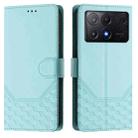 For Xiaomi Poco X6 Pro / Redmi K70E Honeycomb Embossing RFID Leather Phone Case(Mint Green) - 2