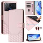 For Xiaomi Poco X6 Pro / Redmi K70E Honeycomb Embossing RFID Leather Phone Case(Pink) - 1