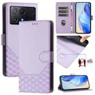 For Xiaomi Poco X6 Pro / Redmi K70E Honeycomb Embossing RFID Leather Phone Case(Light Purple) - 1