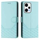 For Xiaomi Poco F5 / Redmi Note 12 Turbo 5G Honeycomb Embossing RFID Leather Phone Case(Mint Green) - 2