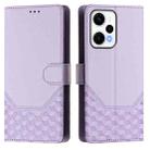 For Xiaomi Poco F5 / Redmi Note 12 Turbo 5G Honeycomb Embossing RFID Leather Phone Case(Light Purple) - 2