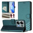 For Xiaomi Poco M6 Pro 4G Honeycomb Embossing RFID Leather Phone Case(Peacock Green) - 1