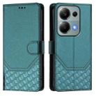 For Xiaomi Poco M6 Pro 4G Honeycomb Embossing RFID Leather Phone Case(Peacock Green) - 2