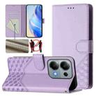 For Xiaomi Poco M6 Pro 4G Honeycomb Embossing RFID Leather Phone Case(Light Purple) - 1