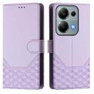 For Xiaomi Poco M6 Pro 4G Honeycomb Embossing RFID Leather Phone Case(Light Purple) - 2